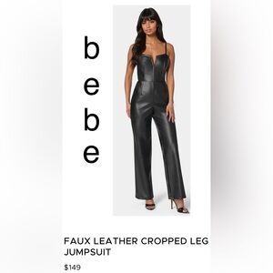 BEBE
FAUX LEATHER CROPPED LEG JUMPSUIT
X Small - Black